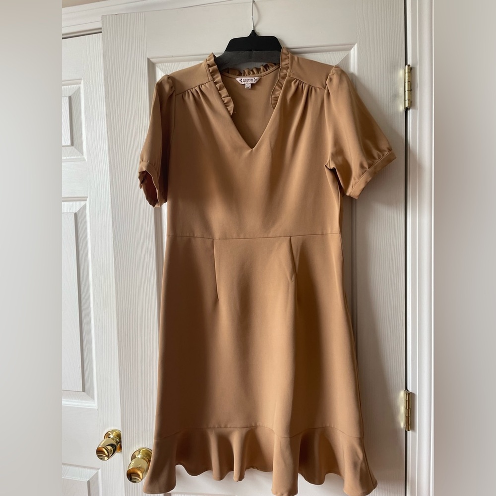 Nanette Lepore Light Camel Ruffle Hem Dress